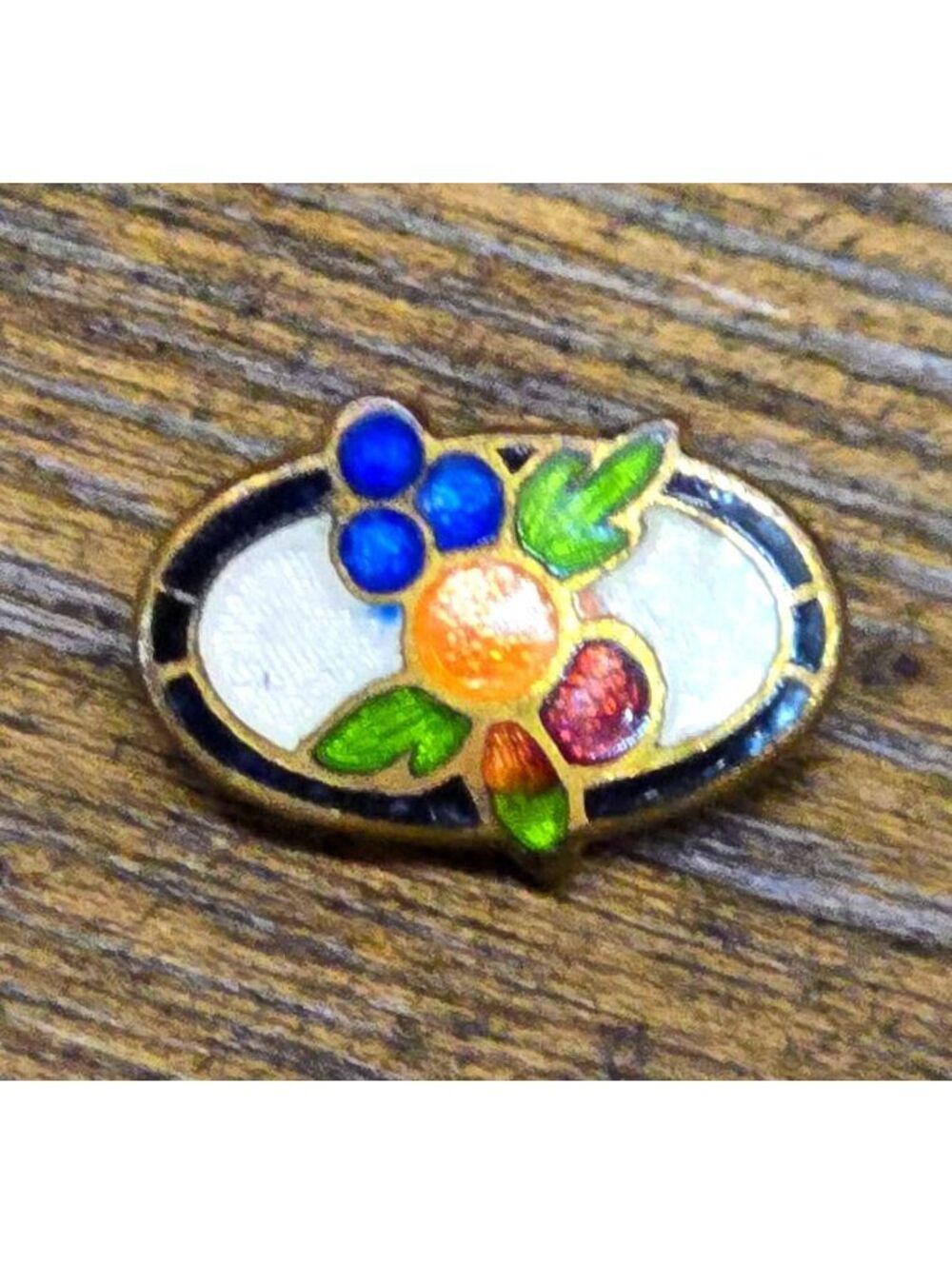 Antique Victorian Fruit Brooch Guilloche Champleve